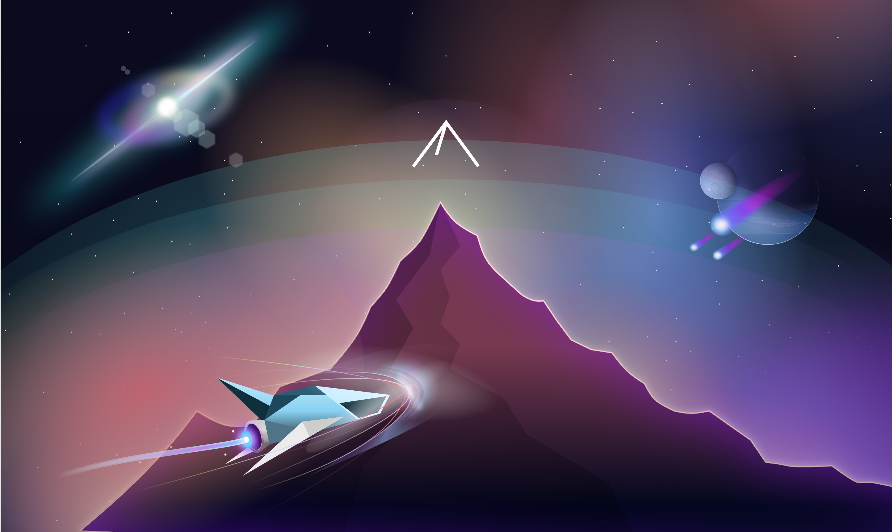 Montain with galaxy background